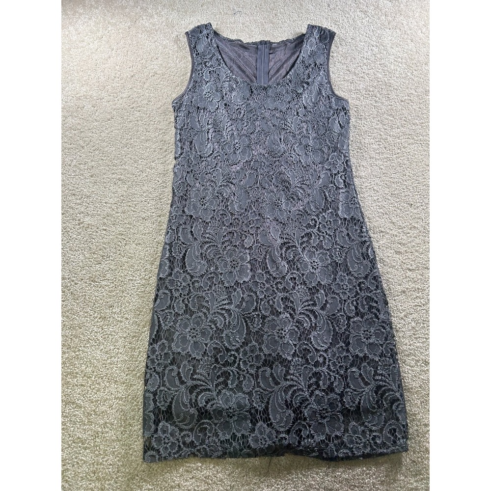 Sleeveless Women's Gray Lace Overlay Dress Size S Sheath WhimsiGoth Grunge